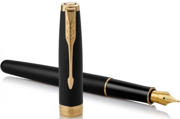 Ручка перьев. Parker Sonnet Core F528 (CW1931516) Matte Black GT F сталь нержавеющая подар.кор.