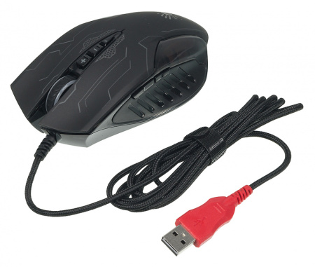 Мышь A4Tech Bloody Q51 черный/рисунок оптическая (6200dpi) USB (8but)