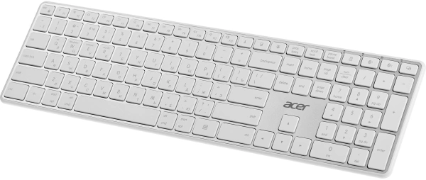Клавиатура Acer OKR301 белый/серебристый USB беспроводная BT/Radio slim Multimedia (ZL.KBDEE.015)