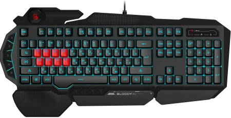 Клавиатура A4Tech Bloody B318 черный USB Multimedia for gamer LED (подставка для запястий)