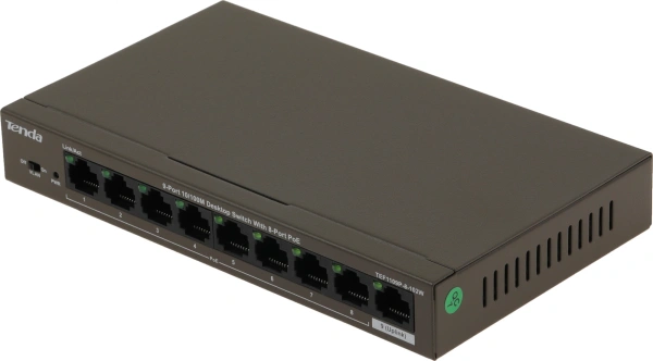 Коммутатор Tenda TEF1109P-8-102W (L2) 9x100Мбит/с 8PoE 92W неуправляемый