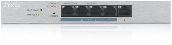 Коммутатор Zyxel GS1200-5HP v2 GS1200-5HPV2-EU0101F 5G 4PoE 4PoE+ 60W управляемый