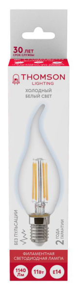 Лампа филам. Thomson Filament TH-B2388 11Вт цок.:E14 свеча 220B 6500K св.свеч.бел.хол. Tail Candle (упак.:1шт)