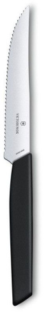Нож кухонный Victorinox Swiss Modern (6.9003.12W) стальной столовый для стейка лезв.120мм серрейт. заточка черный