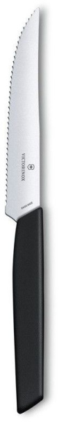Нож кухонный Victorinox Swiss Modern (6.9003.12W) стальной столовый для стейка лезв.120мм серрейт. заточка черный