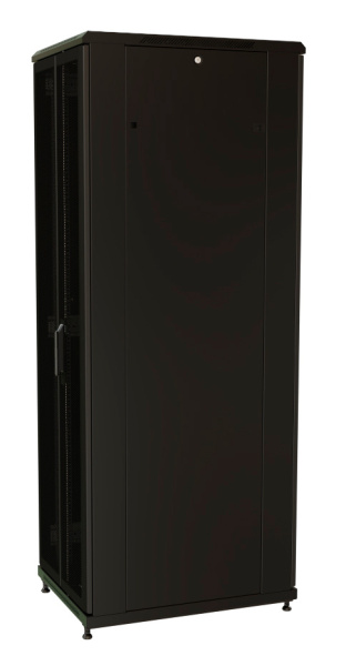 Шкаф коммутационный WRline (WR-TT-2266-DD-RAL9004) напольный 22U 600x600мм пер.дв.перфор.2ств. задн.дв.перфор.2-хст. 2 бок.пан. направл.под винты 800кг черный 510мм 1166мм IP20 сталь
