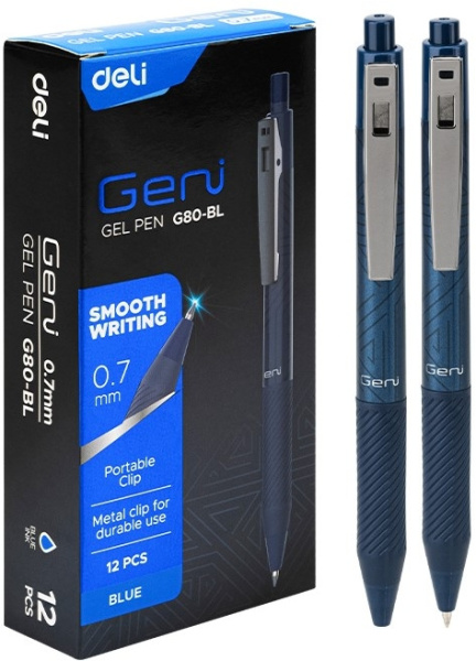 Ручка гелев. автоматическая Deli Geni EG80-BL синий d=0.7мм син. черн. 1стерж.