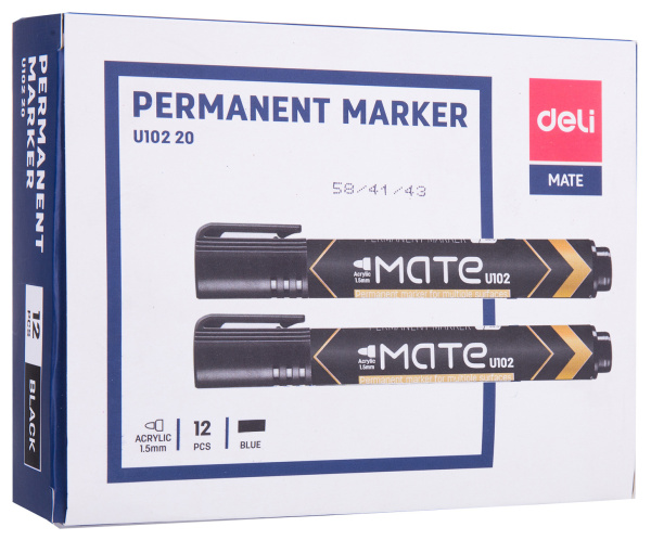 Маркер перманентный Deli EU10220 Mate круглый пиш. наконечник 1.5мм черный