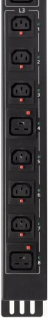 Блок распределения питания Powercom PDU-32AVMS24-18C3-6C9-3P верт.размещ. 18xC13 6xC19 с сетевым мониторингом 3x32A EN 60309 2м