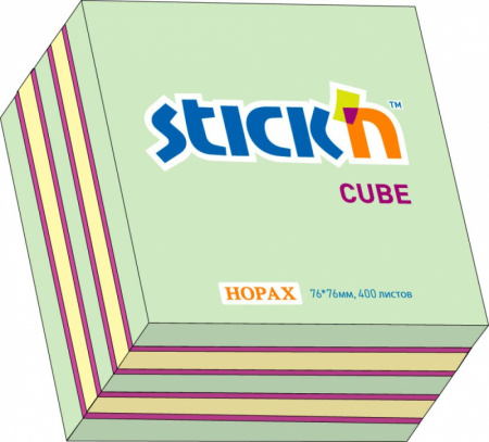 Блок самоклеящийся бумажный Stick`n 21341 76x76мм 400лист. 70г/м2 неон+пастель розовый 3цв.в упак.