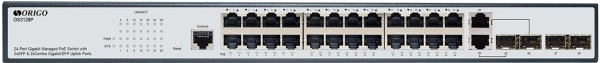 Коммутатор Origo OS3128P/250W OS3128P/250W/A1A 24x1Гбит/с 2xКомбо(1000BASE-T/SFP) 2SFP 24PoE+ 250W управляемый