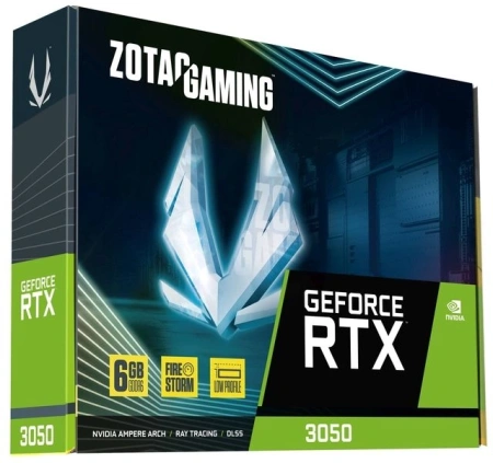 Видеокарта Zotac PCI-E 4.0 RTX 3050 LP NVIDIA GeForce RTX 3050 6Gb 96bit GDDR6 1470/14000 HDMIx1 DPx1 HDCP Ret low profile