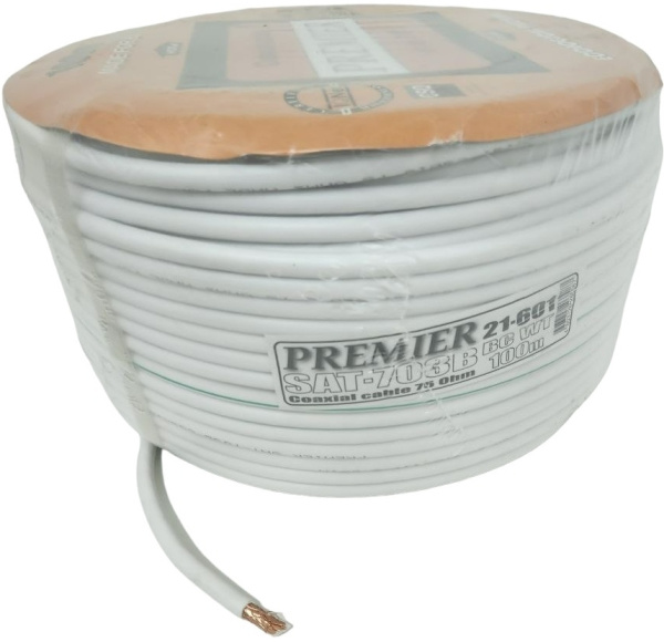 Кабель Premier SAT-703B BC WT 100м. белый (21-601 100)
