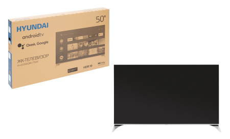 Телевизор QLED Hyundai 55" H-LED55QBU7500 Android TV Frameless черный 4K Ultra HD 60Hz DVB-T DVB-T2 DVB-C DVB-S DVB-S2 USB WiFi Smart TV
