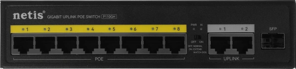 Коммутатор Netis P110GH (L2) 8x100Мбит/с 2x1Гбит/с 1SFP 8PoE 8PoE+ 120W неуправляемый