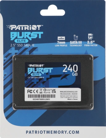 Накопитель SSD Patriot SATA III 240Gb PBE240GS25SSDR Burst Elite 2.5"