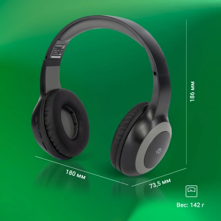 Гарнитура накладные Digma BT-15 черный/серый беспроводные bluetooth оголовье (BT-15BG)