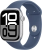 Смарт-часы Apple Watch Series 10 A2999 46мм 2.1" OLED корп.серебристый Sport Band рем.синий разм.брасл.:140-190мм (MWWL3LW/A)