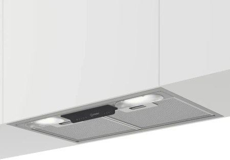 Вытяжка встраиваемая Indesit INAE 52FLS X нержавеющая сталь управление: ползунк.