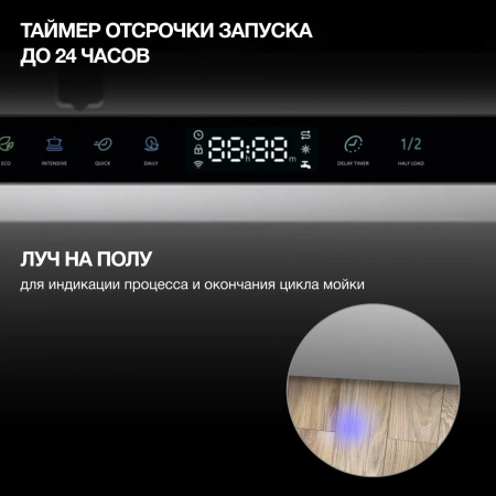 Посудомоечная машина встраив. Hyundai HBD 642 2100Вт полноразмерная нержавеющая сталь инвертер