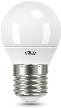 Лампа светодиодная Gauss Elementary 12Вт цок.:E27 шар 220B 4100K св.свеч.бел.нейт. (упак.:10шт) (53222)