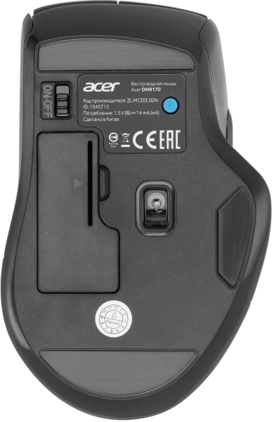 Мышь Acer OMR170 черный оптическая (1600dpi) беспроводная BT/Radio USB (5but)