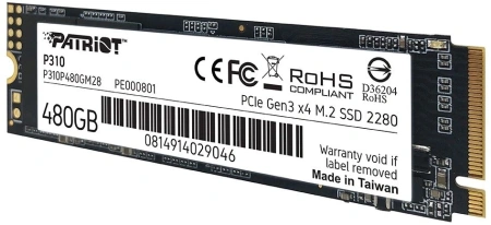 Накопитель SSD Patriot PCIe 3.0 x4 480GB P310P480GM28 P310 M.2 2280