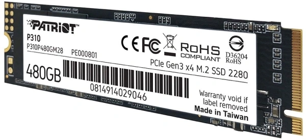 Накопитель SSD Patriot PCIe 3.0 x4 480GB P310P480GM28 P310 M.2 2280