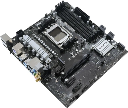 Материнская плата Biostar B650MP-E Pro SocketAM5 AMD B650 4xDDR5 mATX AC`97 8ch(7.1) 2.5Gg RAID+HDMI+DP
