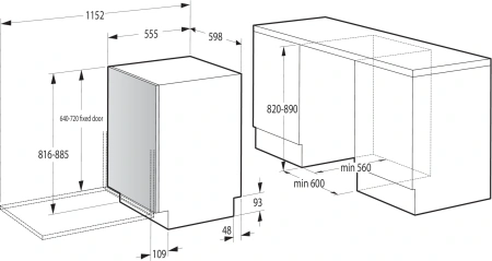 Посудомоечная машина встраив. Gorenje GV642D90 1900Вт полноразмерная