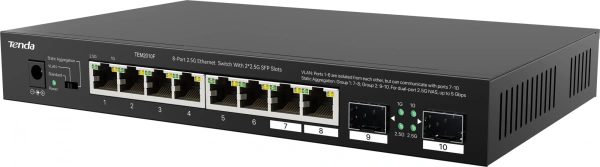 Коммутатор Tenda TEM2010F (L2) 8x2.5Гбит/с 2SFP неуправляемый