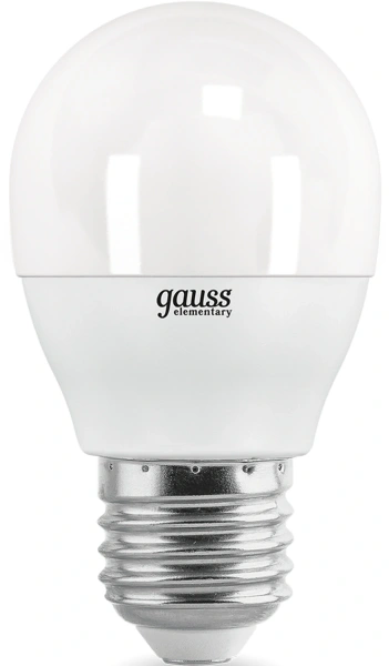 Лампа светодиодная Gauss Elementary 10Вт цок.:E27 шар 220B 4100K св.свеч.бел.нейт. (упак.:1шт) (53220)