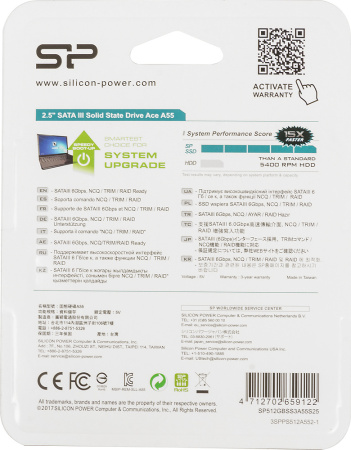 Накопитель SSD Silicon Power SATA III 512Gb SP512GBSS3A55S25 Ace A55 2.5"