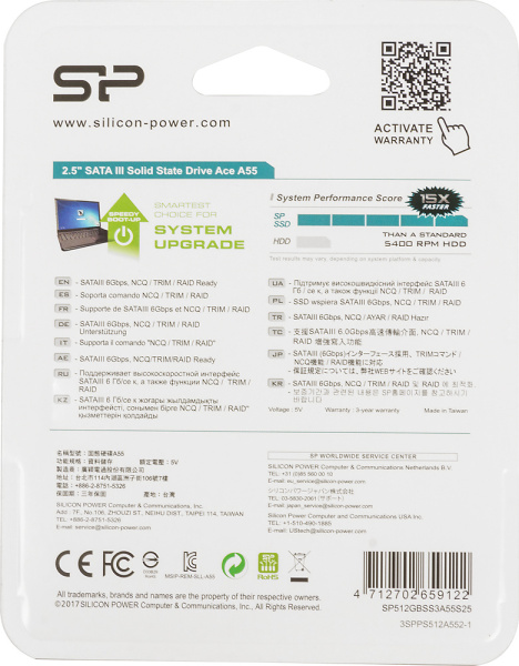 Накопитель SSD Silicon Power SATA III 512Gb SP512GBSS3A55S25 Ace A55 2.5"