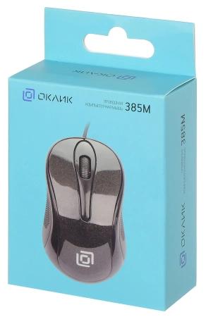Мышь Оклик 385M черный оптическая 1600dpi USB для ноутбука 3but (1066858)