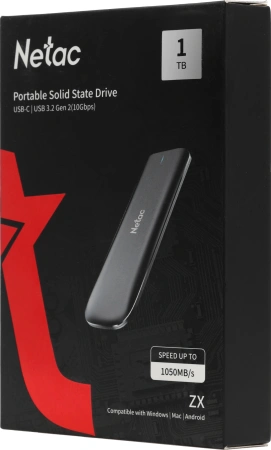 Накопитель SSD Netac USB-C 1Tb NT01ZX-001T-32BK ZX 1.8" черный
