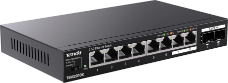 Коммутатор Tenda TEM2010X (L2) 8x2.5Гбит/с 2SFP+ неуправляемый