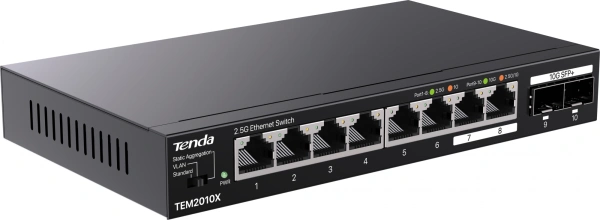 Коммутатор Tenda TEM2010X (L2) 8x2.5Гбит/с 2SFP+ неуправляемый