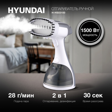 Отпариватель ручной Hyundai H-HS03100 1500Вт белый/серый