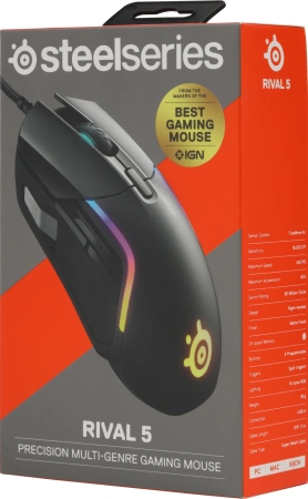 Мышь Steelseries Rival 5 черный оптическая (18000dpi) USB (9but)