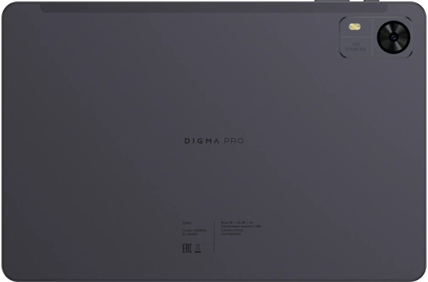 Планшет Digma Pro Zoom T606 (1.6) 8C RAM8Gb ROM128Gb 10.1" IPS 1920x1200 4G 2Sim Android 14 темно-серый 13Mpix 5Mpix BT WiFi microSD 1Tb 7000mAh 24hr 94hrs