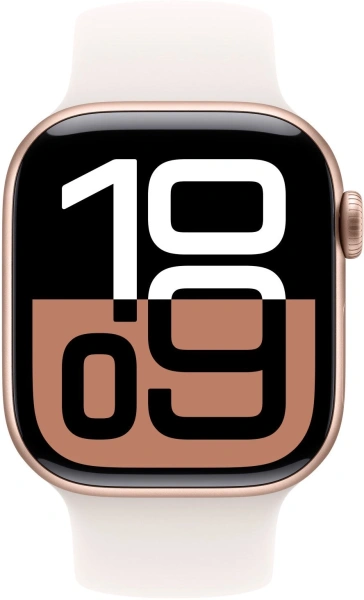 Смарт-часы Apple Watch Series 10 A2997 42мм OLED корп.розовое золото Sport Band рем.белый разм.брасл.:130-180мм (MWWH3LW/A)