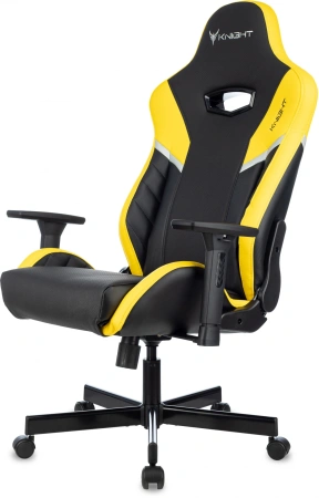 Кресло игровое Knight Thunder 5X черный/желтый эко.кожа крестов. металл