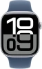 Смарт-часы Apple Watch Series 10 A2999 46мм 2.1" OLED корп.серебристый Sport Band рем.синий разм.брасл.:160-210мм (MWWM3LW/A)
