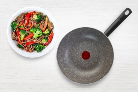 Сковорода ВОК (WOK) Tefal Natural Cook 04213628 круглая 28см покрытие: Mineralia+ non-stick ручка несъемная (без крышки) серый