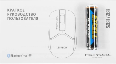 Мышь A4Tech Fstyler FB12 белый оптическая (1200dpi) беспроводная BT/Radio USB (3but)