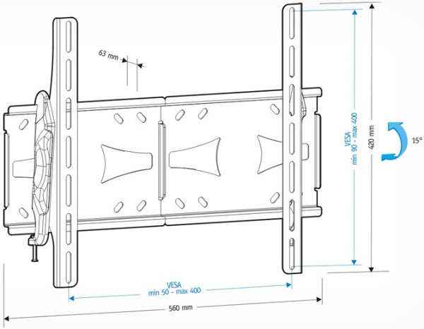 Кронштейн для телевизора Holder LCDS-5071 темный металлик 37"-55" макс.45кг настенный наклон