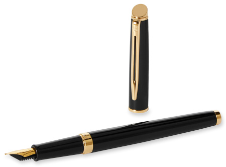 Ручка перьев. Waterman Hemisphere (CWS0920610) Mars Black GT F сталь нержавеющая подар.кор.