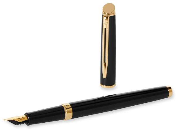 Ручка перьев. Waterman Hemisphere (CWS0920610) Mars Black GT F сталь нержавеющая подар.кор.
