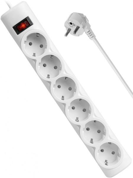 Сетевой фильтр Defender DFS 151 1.8м (6 розеток) белый (коробка)